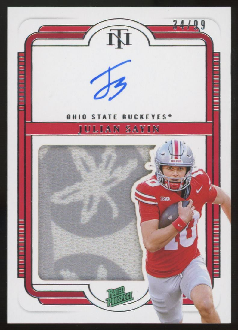 2025 National Treasures Collegiate Julian Sayin Rated Prospect Patch Auto /99