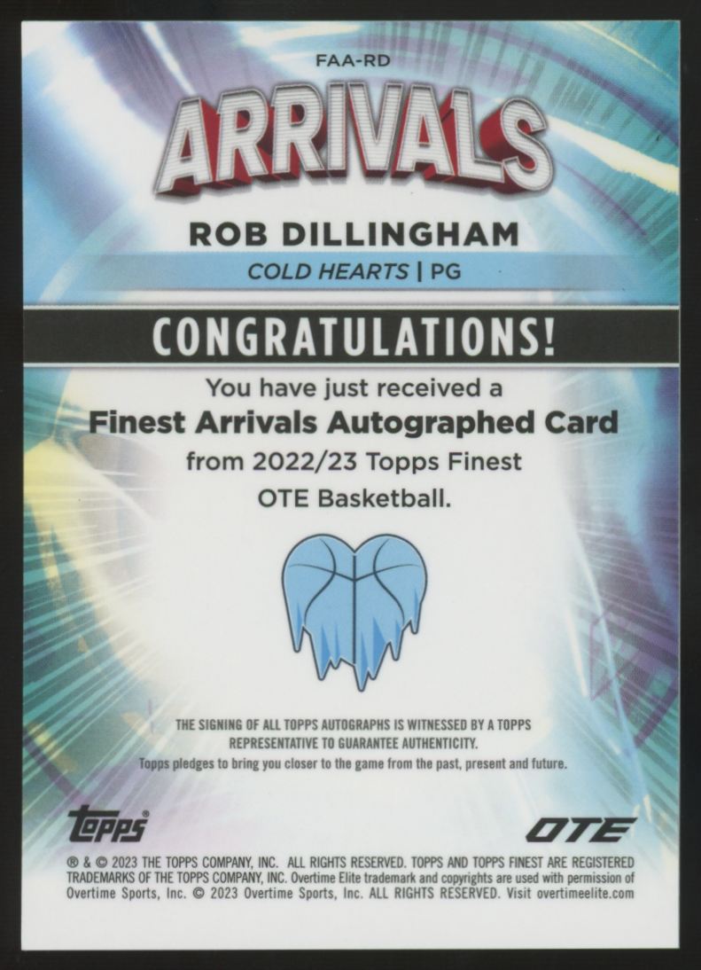 2022-23 Topps Finest OTE Rob Dillingham RC Gold Arrivals Auto /50 #FAA-RD