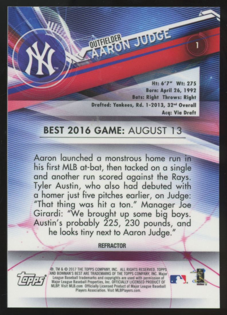 2017 Bowman's Best Aaron Judge RC Purple Refractor /250 #1