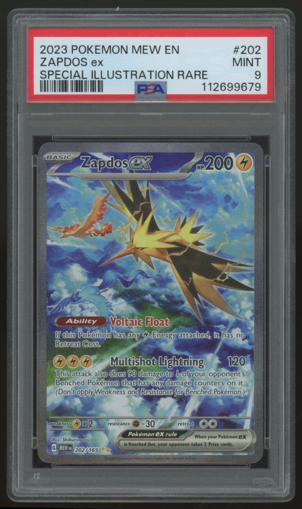 2023 Pokemon Zapdos ex 151 Special Illustration Rare #202 PSA 9 (C)