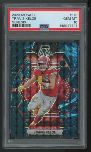2023 Panini Mosaic Travis Kelce Genesis SSP #113 PSA 10
