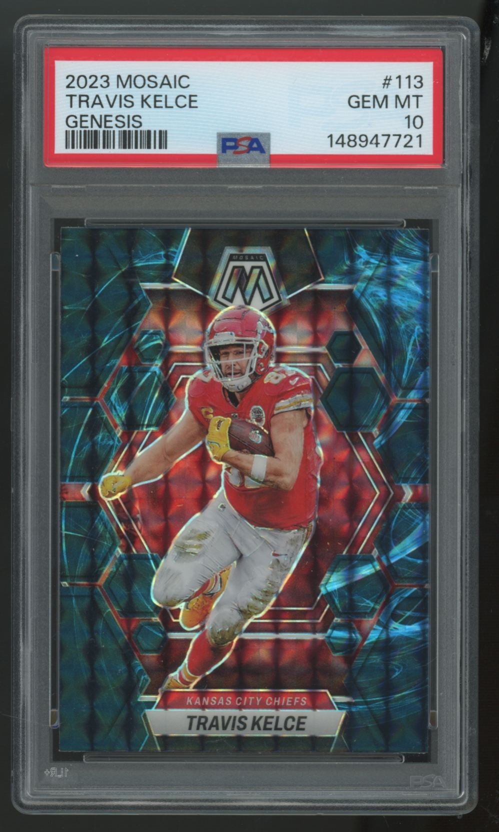 2023 Panini Mosaic Travis Kelce Genesis SSP #113 PSA 10