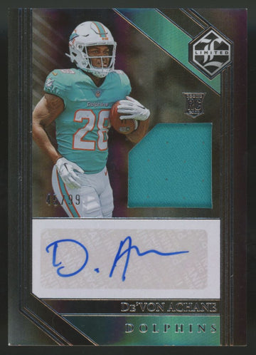 2023 Panini Limited De'Von Achane RC Patch Auto RPA /99 #109