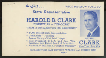 1966 Harold B. Clark Re-Election Post Card Signed IP Auto JSA Authentic
