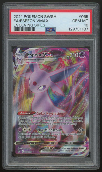 2021 Pokemon Espeon VMax Evolving Skies Full Art #65 PSA 10