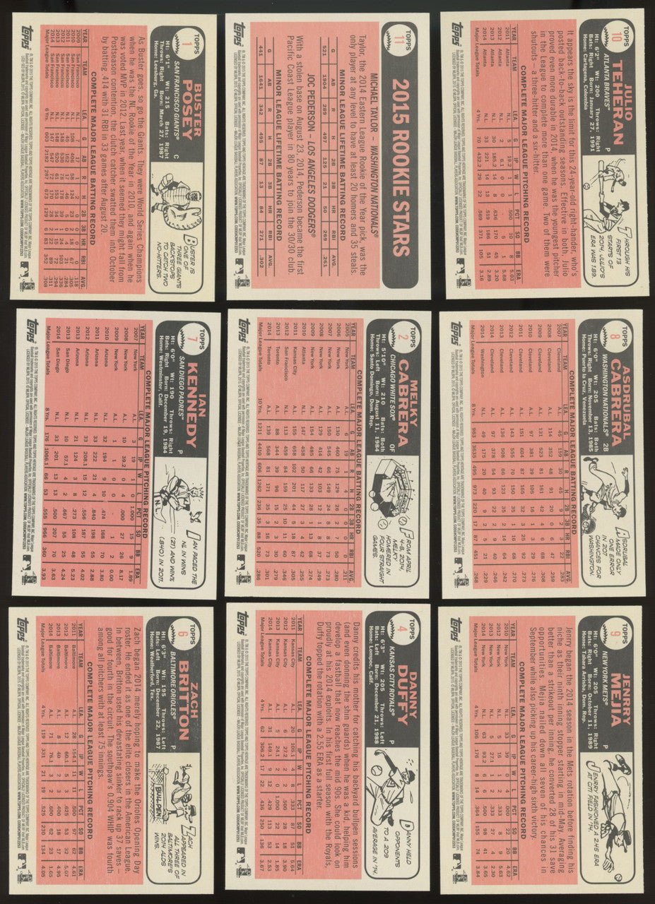 2015 Topps Heritage Baseball Complete Set 1-500 w/ SPs NM-MT