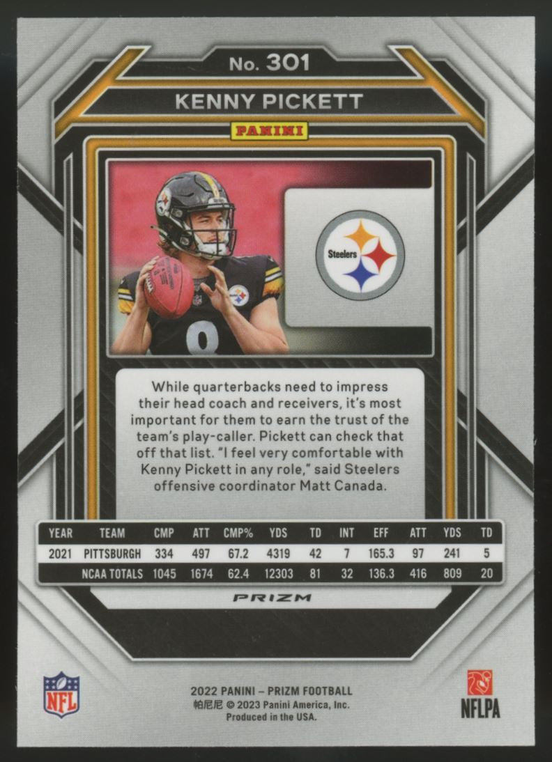 2022 Prizm Kenny Pickett RC Silver Prizm #301