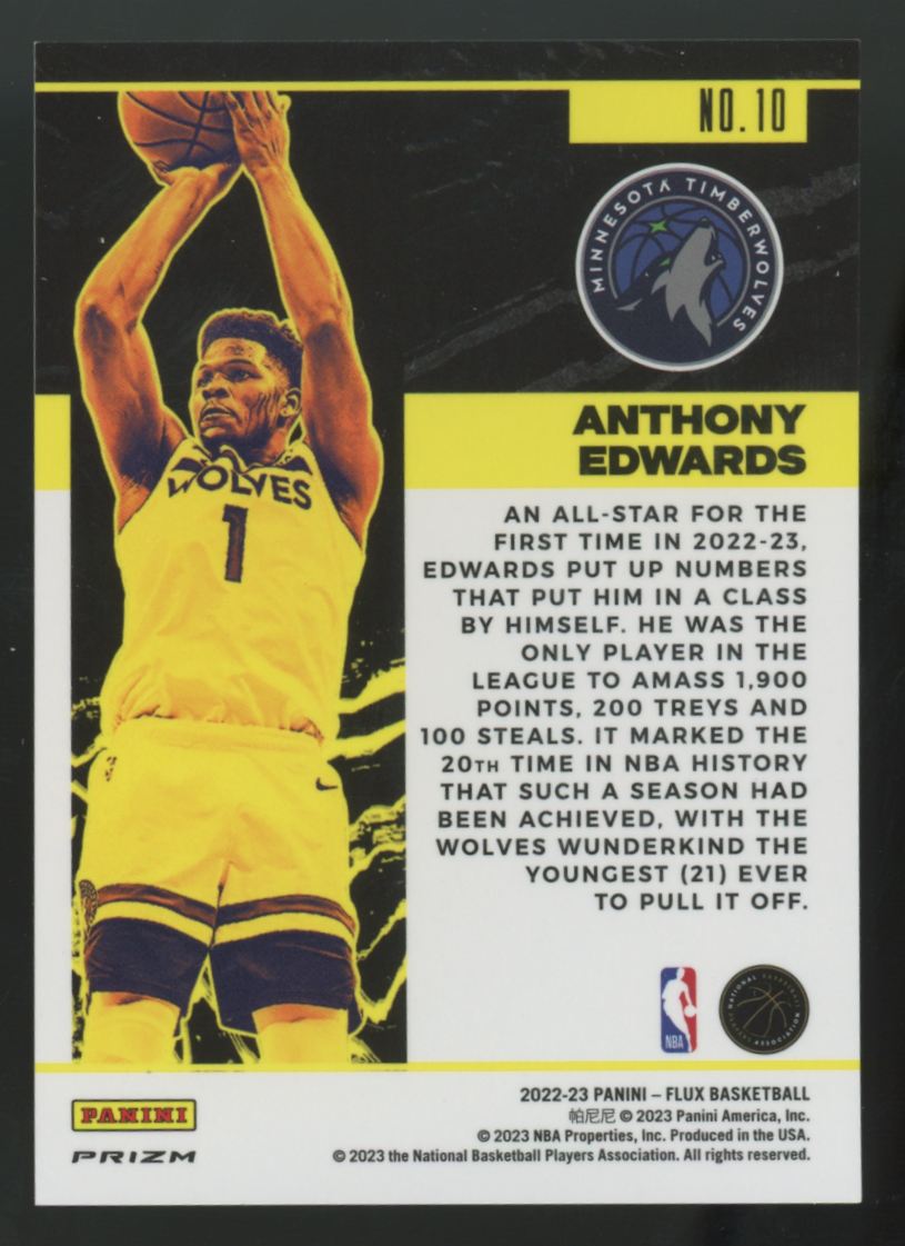 2022-23 Panini Flux Anthony Edwards Fade To Black SSP #10