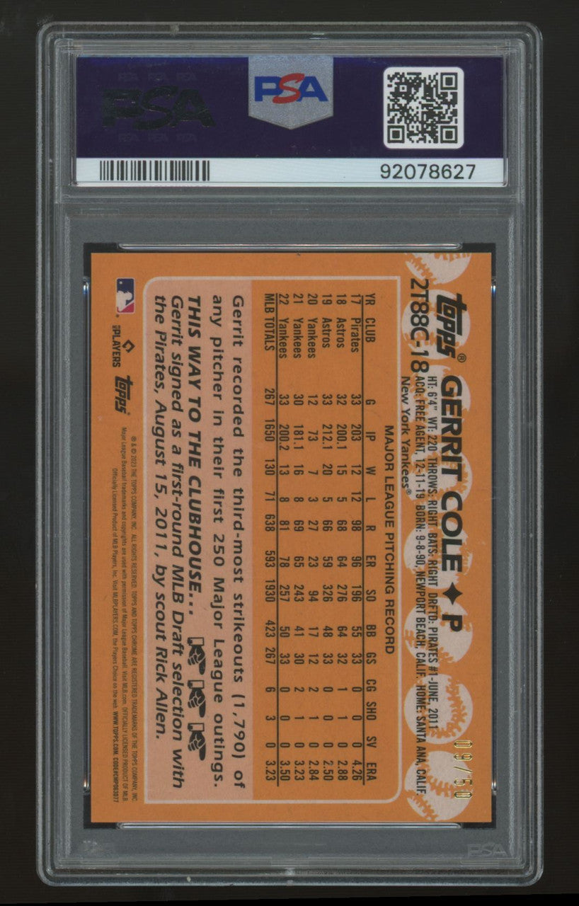 2023 Topps Silver Pack Gerrit Cole 35th Anniversary Gold /50 #2T88C-18 PSA 9