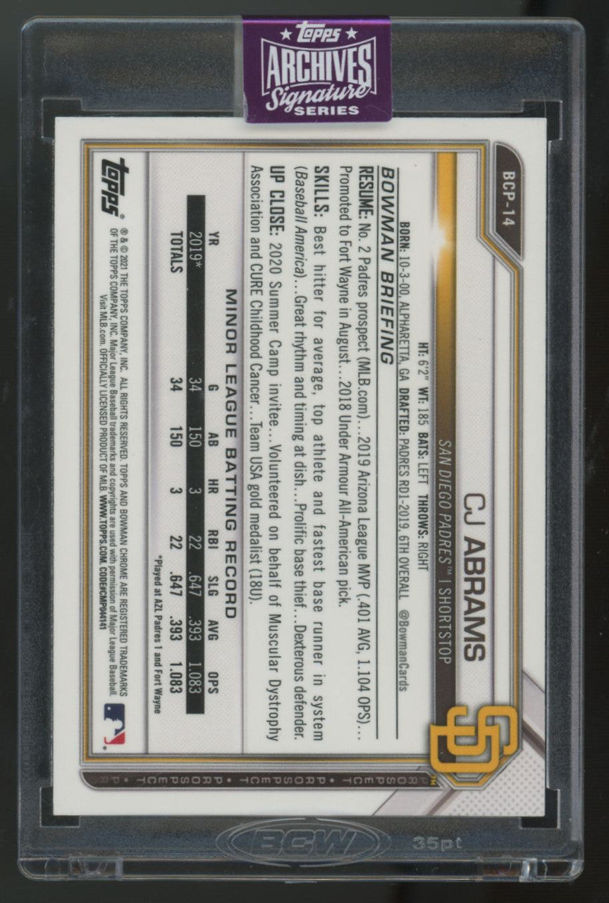 2025 Topps Archives Signature Series CJ Abrams Auto /30 #BCP-14