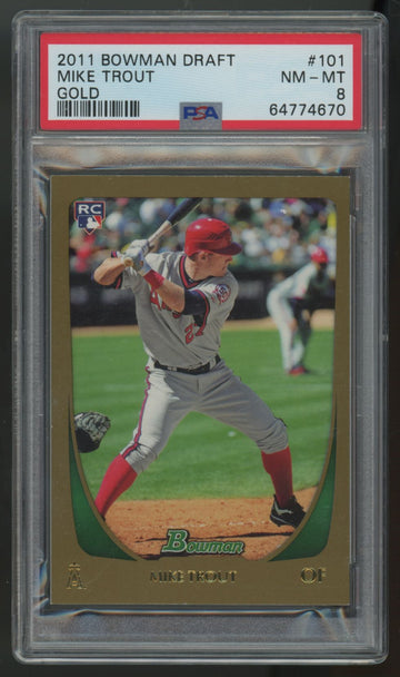2011 Bowman Draft Mike Trout RC Gold #101 PSA 8