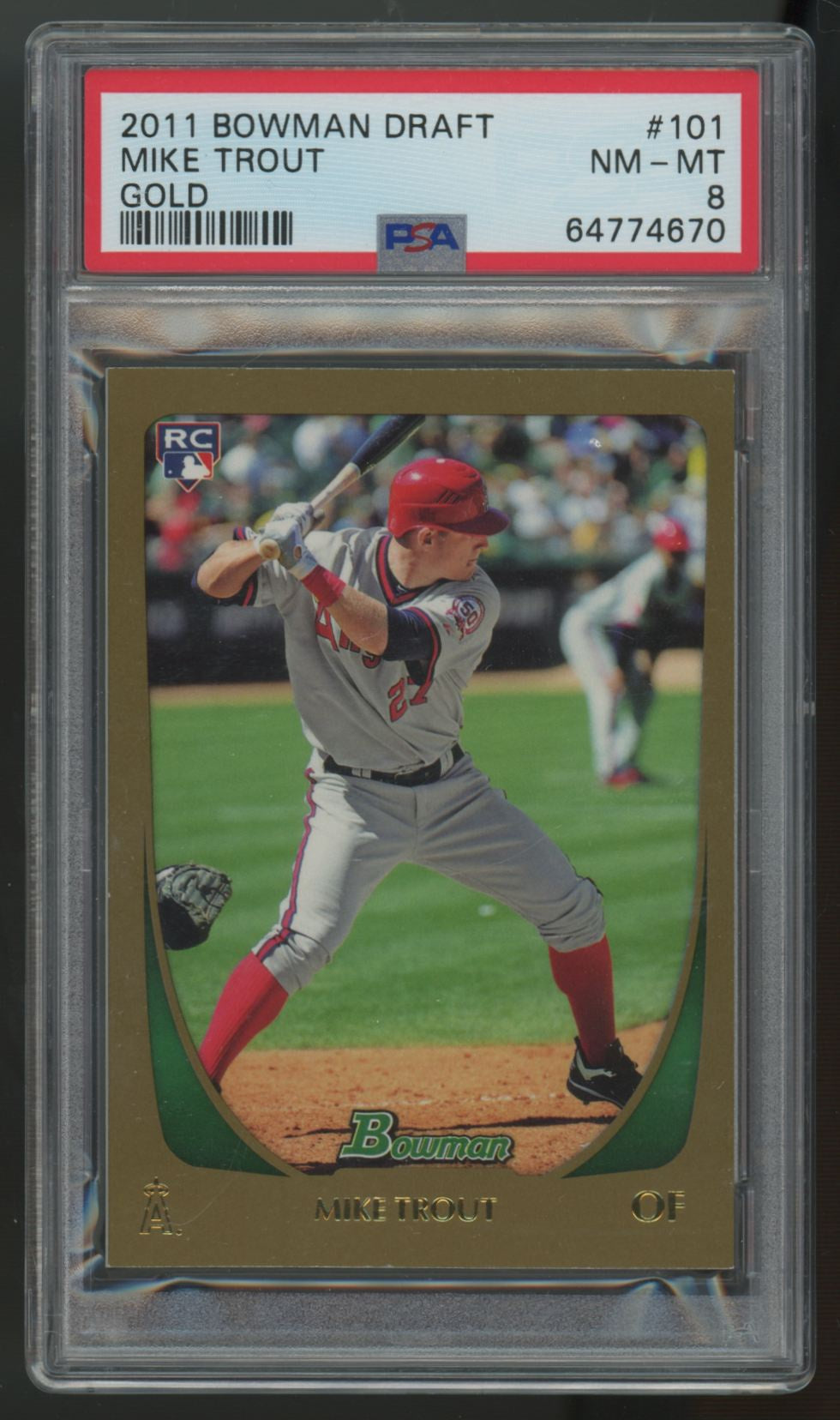 2011 Bowman Draft Mike Trout RC Gold #101 PSA 8