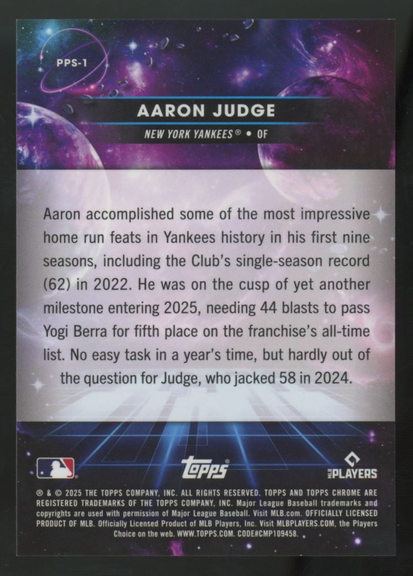 2025 Topps Chrome Cosmic Aaron Judge Planetary Pursuit Sun SP #PPS-1