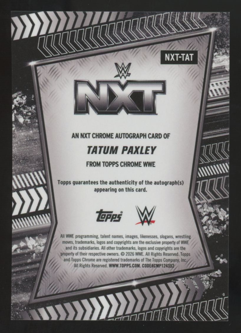 2026 Topps Chrome WWE Tatum Paxley NXT Auto #NXT-TAT