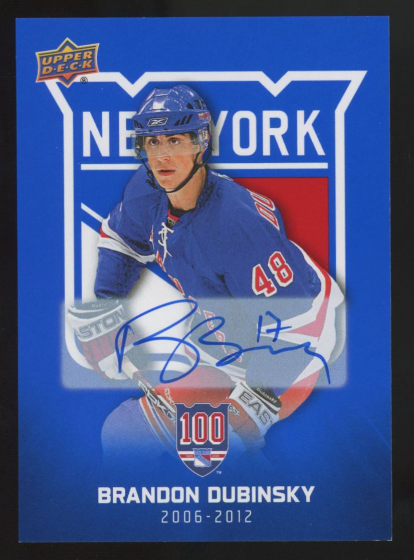 2025-26 UD New York Rangers Brandon Dubinsky Blue Auto #57