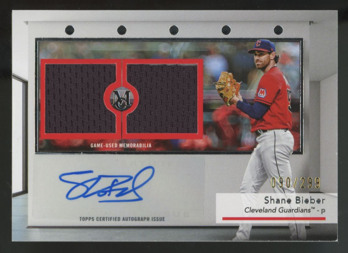 2024 Museum Collection Shane Bieber Signature Dual Patch Auto /299 #SWDRA-SB