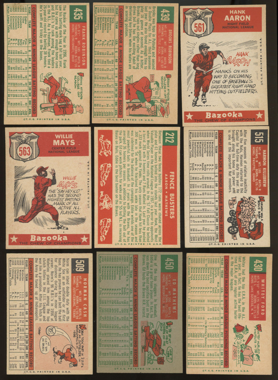 1959 Topps Baseball Complete Set (572) EX Overall Mantle Gibson RC