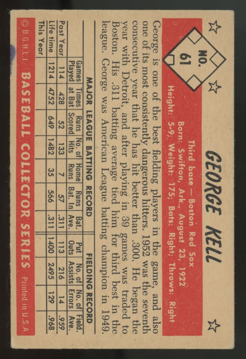 1953 Bowman Color George Kell #61 VG/EX