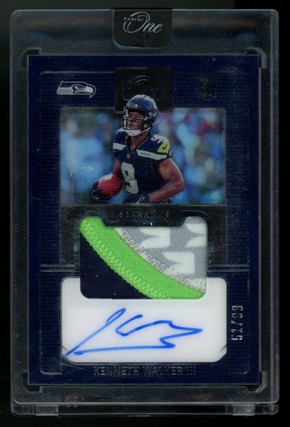 2022 Panini One Kenneth Walker III RC Blue Patch Auto RPA /99 #131