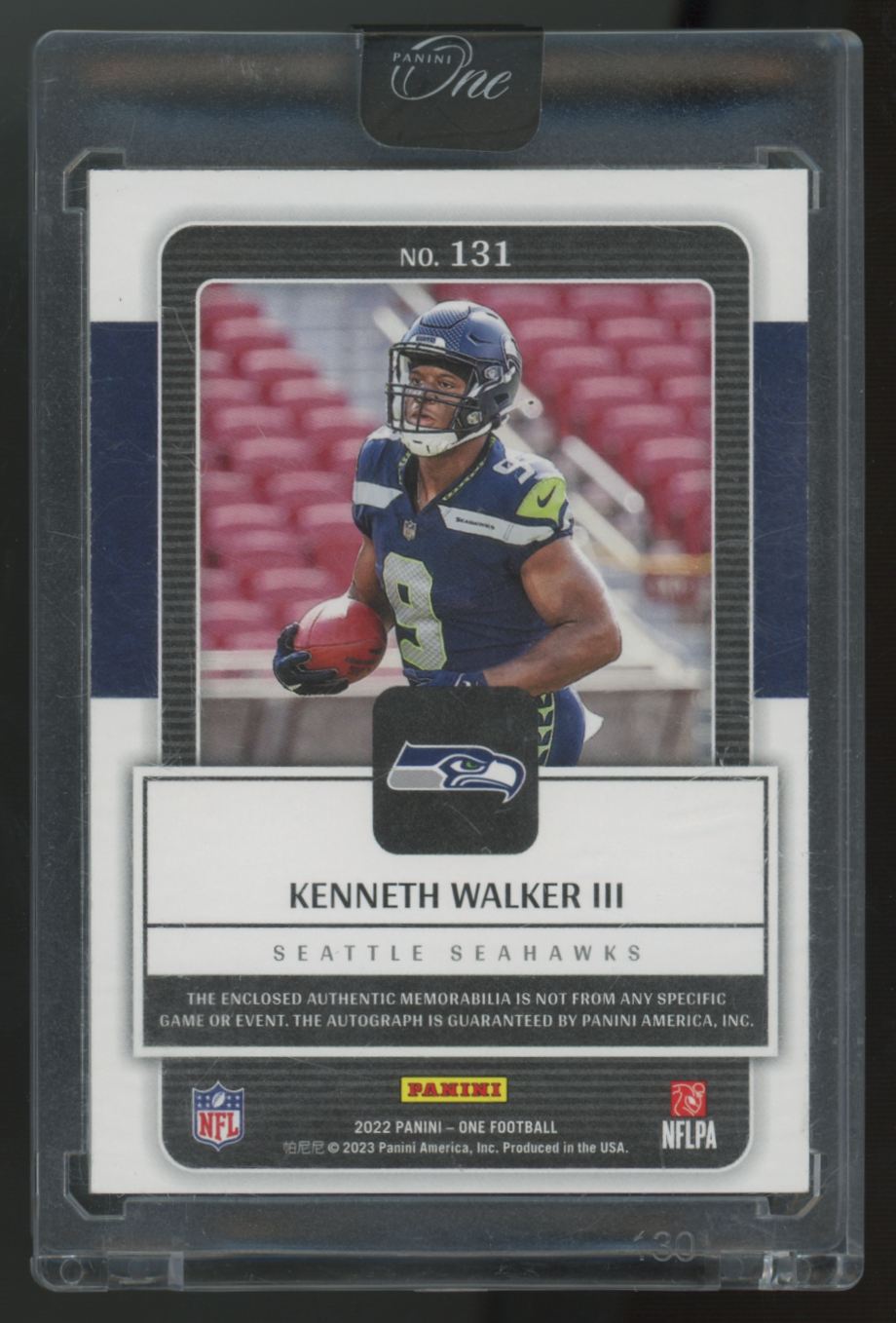 2022 Panini One Kenneth Walker III RC Blue Patch Auto RPA /99 #131