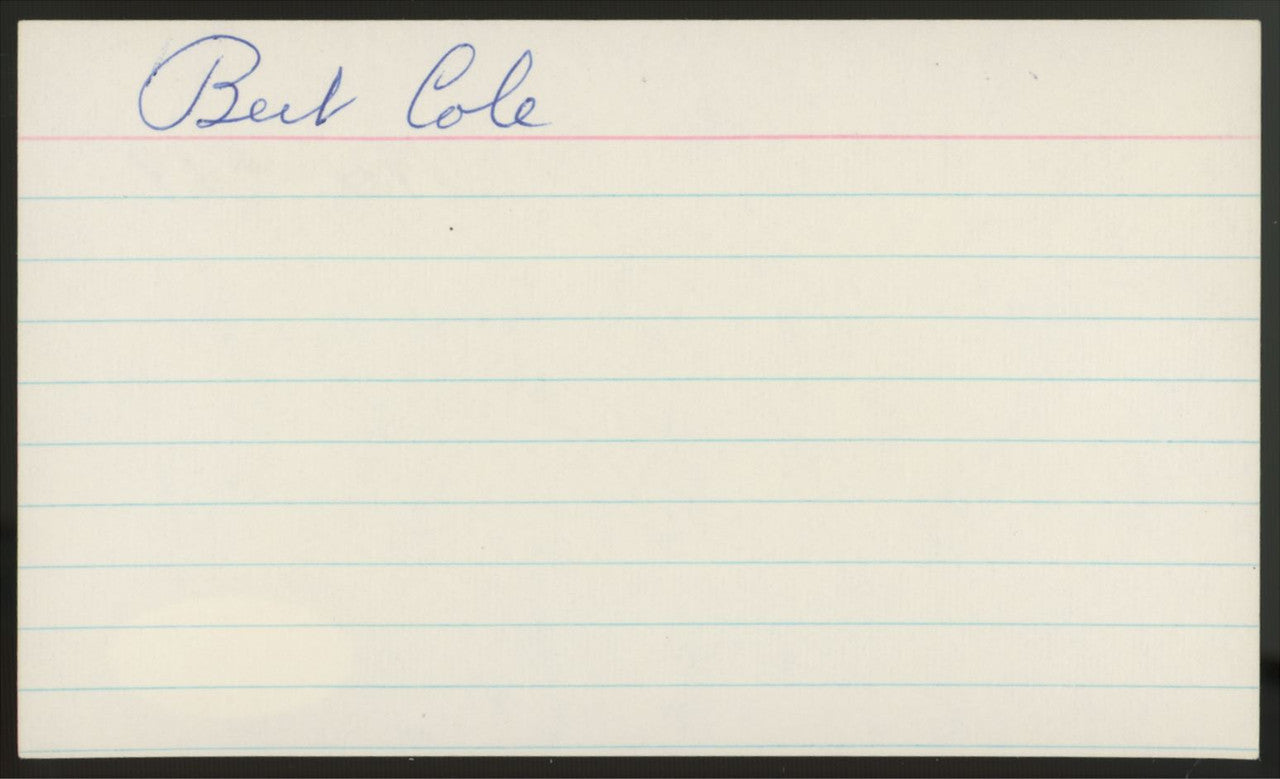 Bert Cole Signed Autographed Index Card JSA