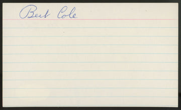 Bert Cole Signed Autographed Index Card JSA