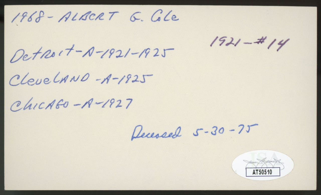 Bert Cole Signed Autographed Index Card JSA