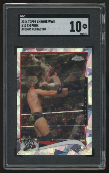 2014 Topps Chrome WWE CM Punk Atomic Refractor #12 SGC 10