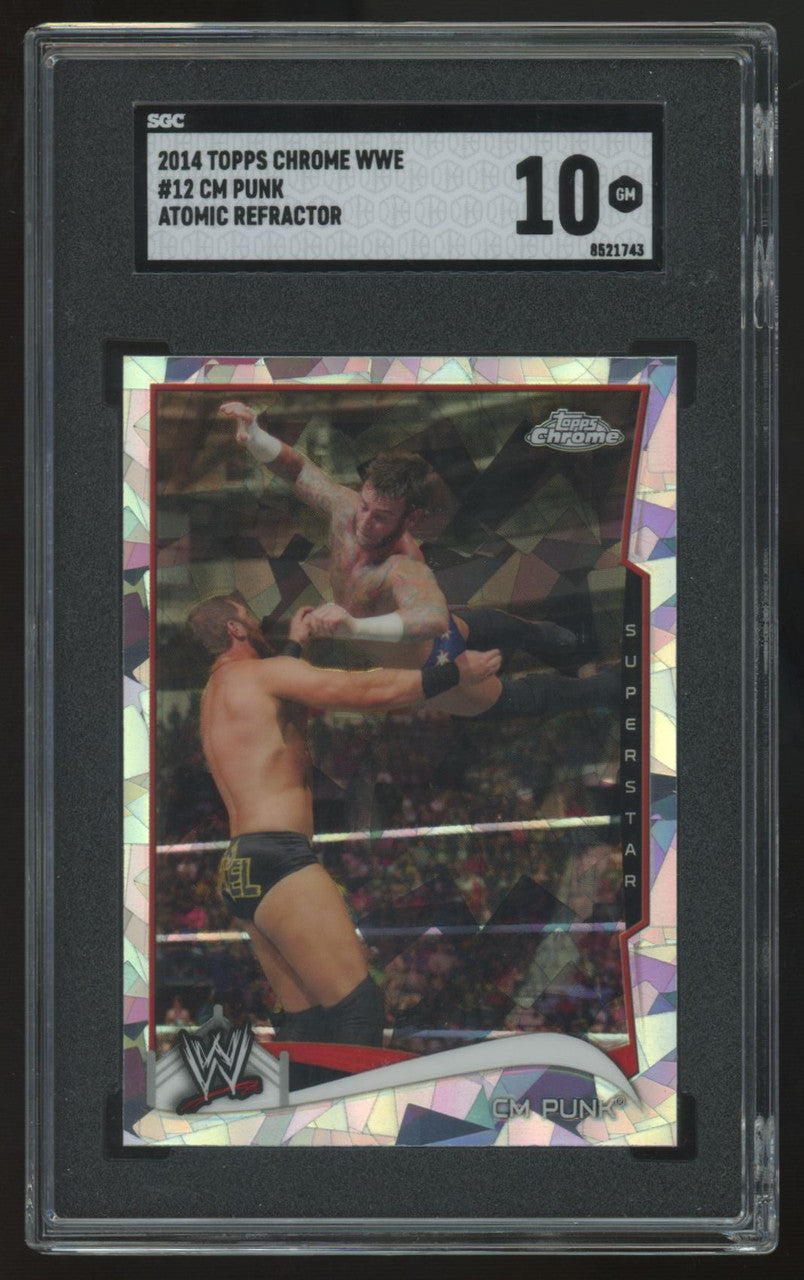 2014 Topps Chrome WWE CM Punk Atomic Refractor #12 SGC 10
