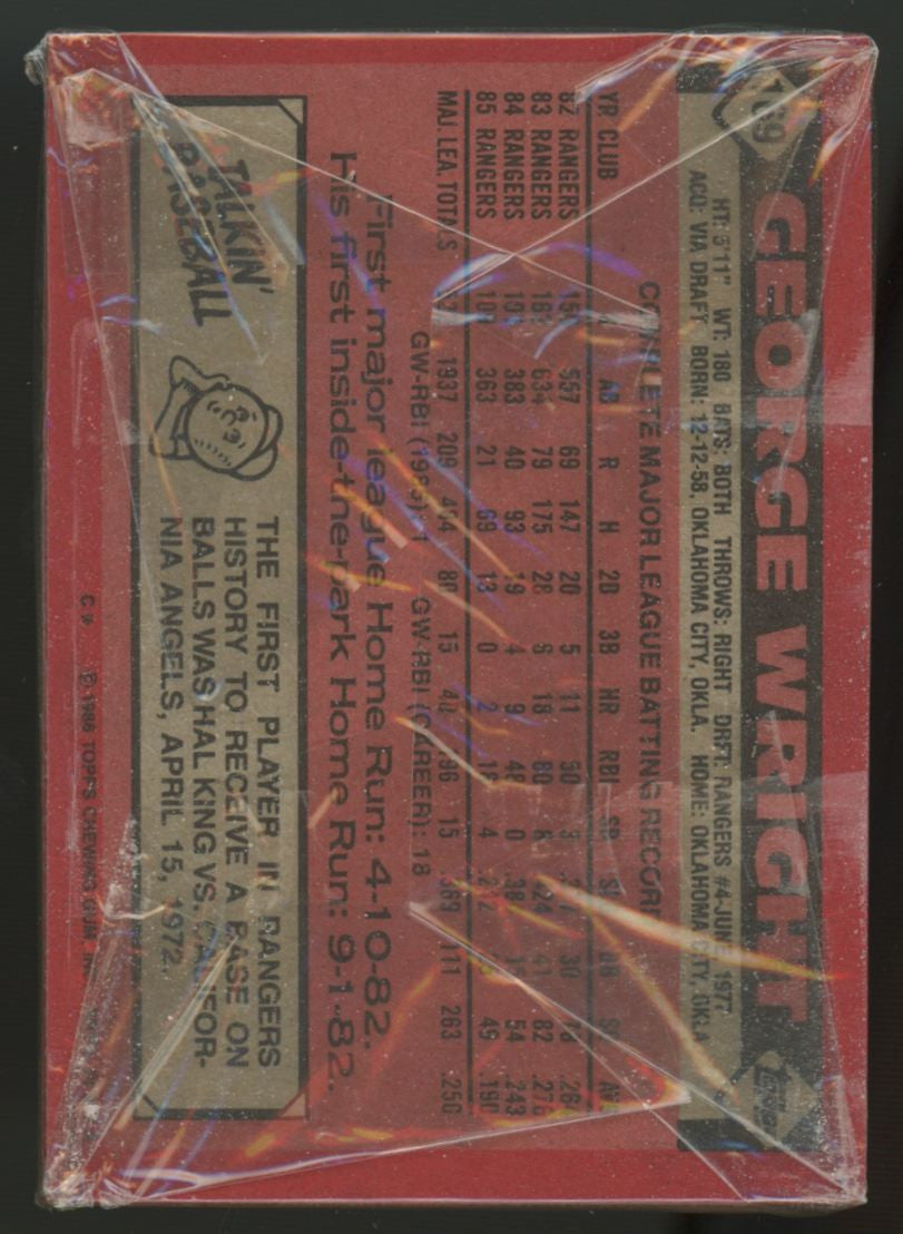 1986 Topps Baseball Grocery Cello Pack Sealed Cecil Fielder RC On Front
