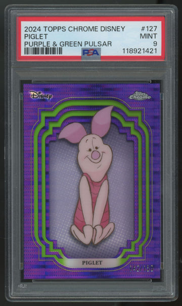 2024 Topps Chrome Disney Piglet Purple & Green Pulsar /150 #127 PSA 9