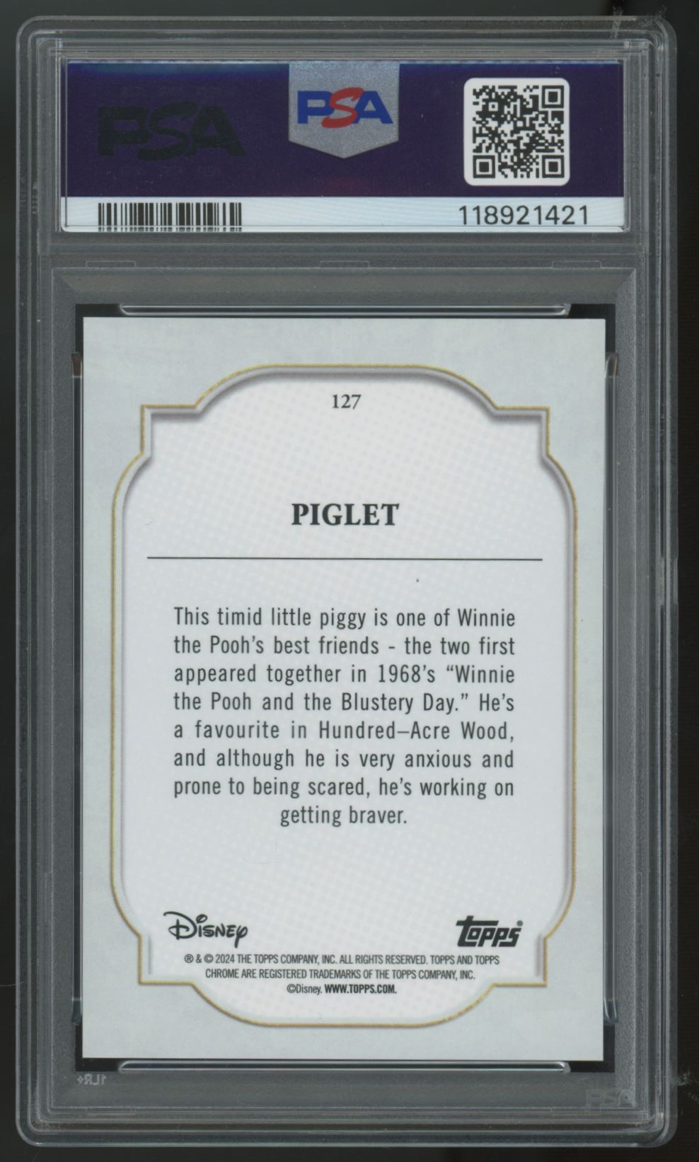 2024 Topps Chrome Disney Piglet Purple & Green Pulsar /150 #127 PSA 9