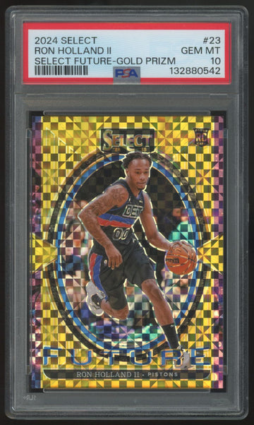 2024-25 Panini Select Ron Holland II RC Future Gold Prizm /10 #23 PSA 10