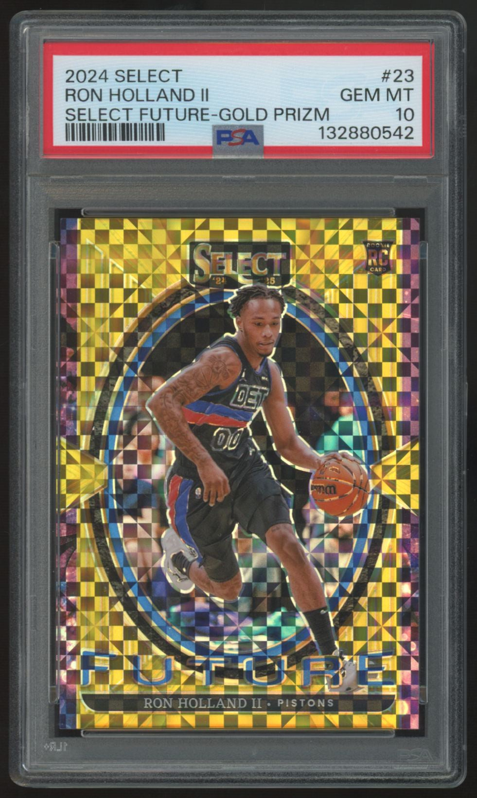 2024-25 Panini Select Ron Holland II RC Future Gold Prizm /10 #23 PSA 10