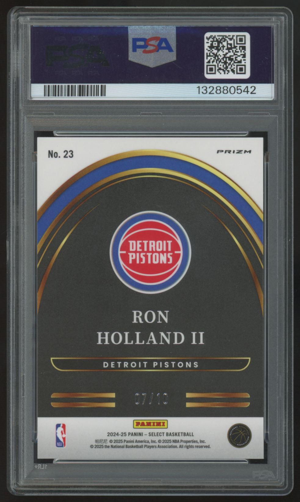 2024-25 Panini Select Ron Holland II RC Future Gold Prizm /10 #23 PSA 10