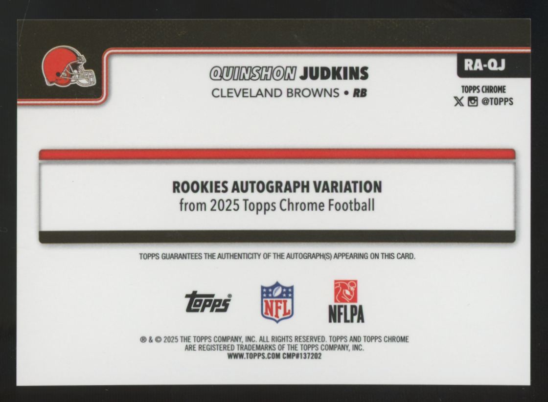 2025 Topps Chrome Quinshon Judkins RC Auto #RA-QJ