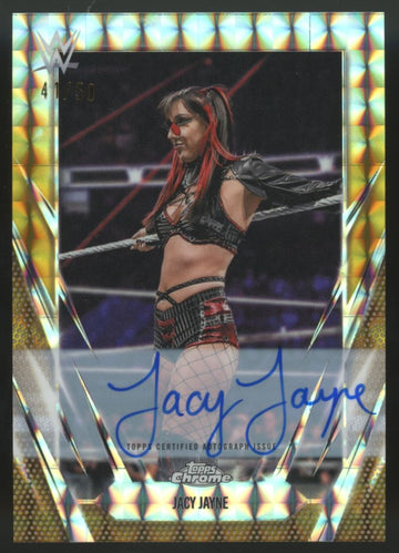 2026 Topps Chrome WWE Jacy Jayne Gold Geometric Refractor Auto /50 #BCA-JAJ