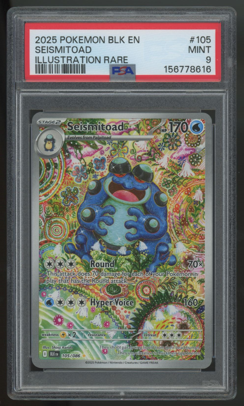 2025 Pokemon Seismitoad Black Bolt Illustration Rare #105 PSA 9
