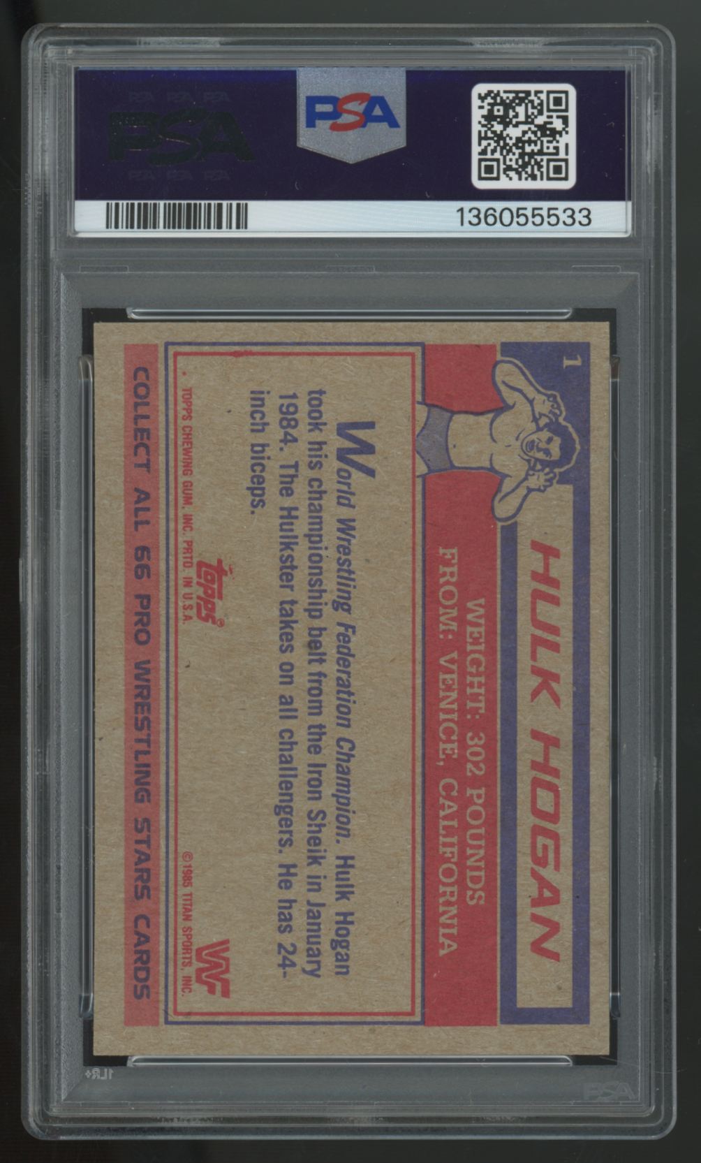 1985 Topps WWF Hulk Hogan RC #1 PSA 8