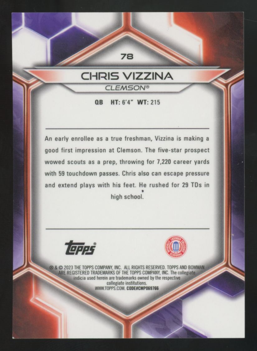 2023 Bowman Best University Chris Vizzina Red Geometric /10 #78