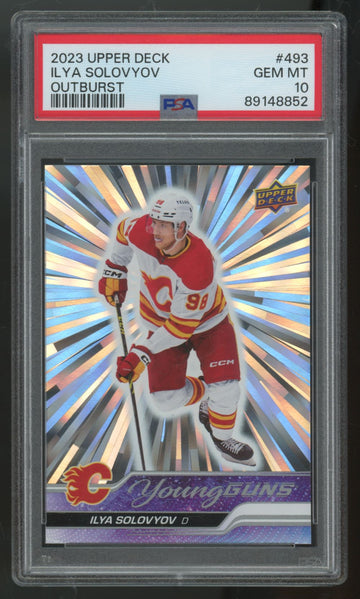 2023-24 Upper Deck Series Two Ilya Solovyov RC Outburst #493 PSA 10
