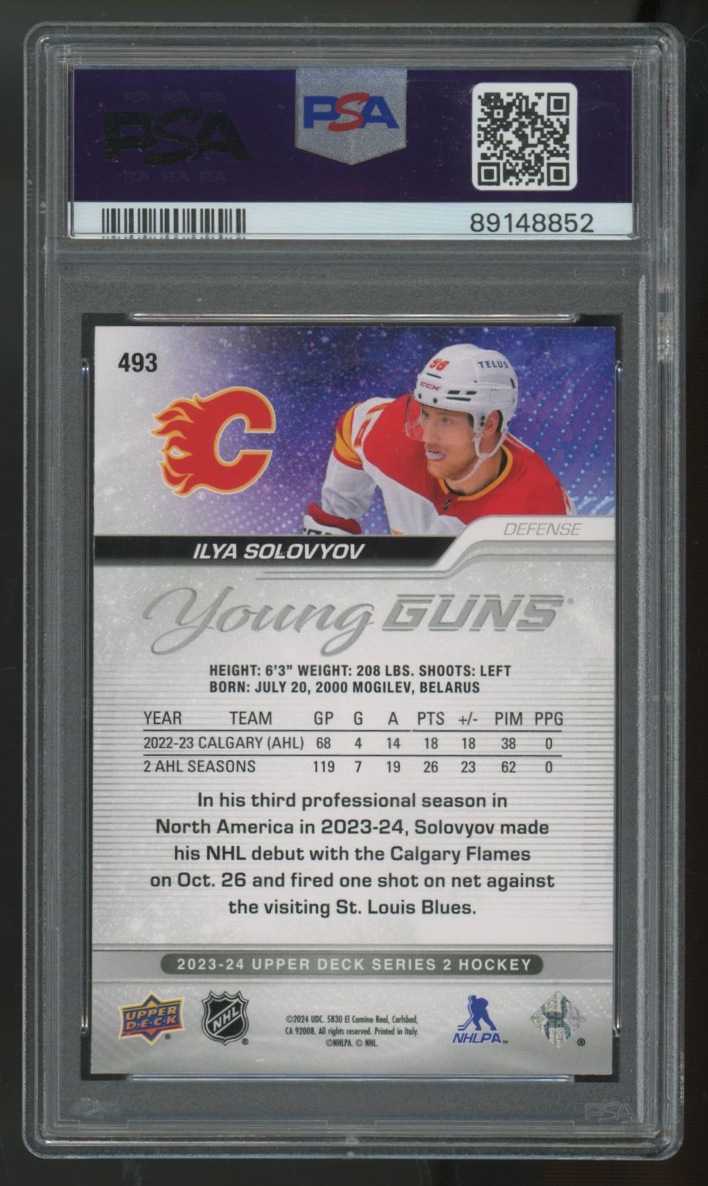 2023-24 Upper Deck Series Two Ilya Solovyov RC Outburst #493 PSA 10