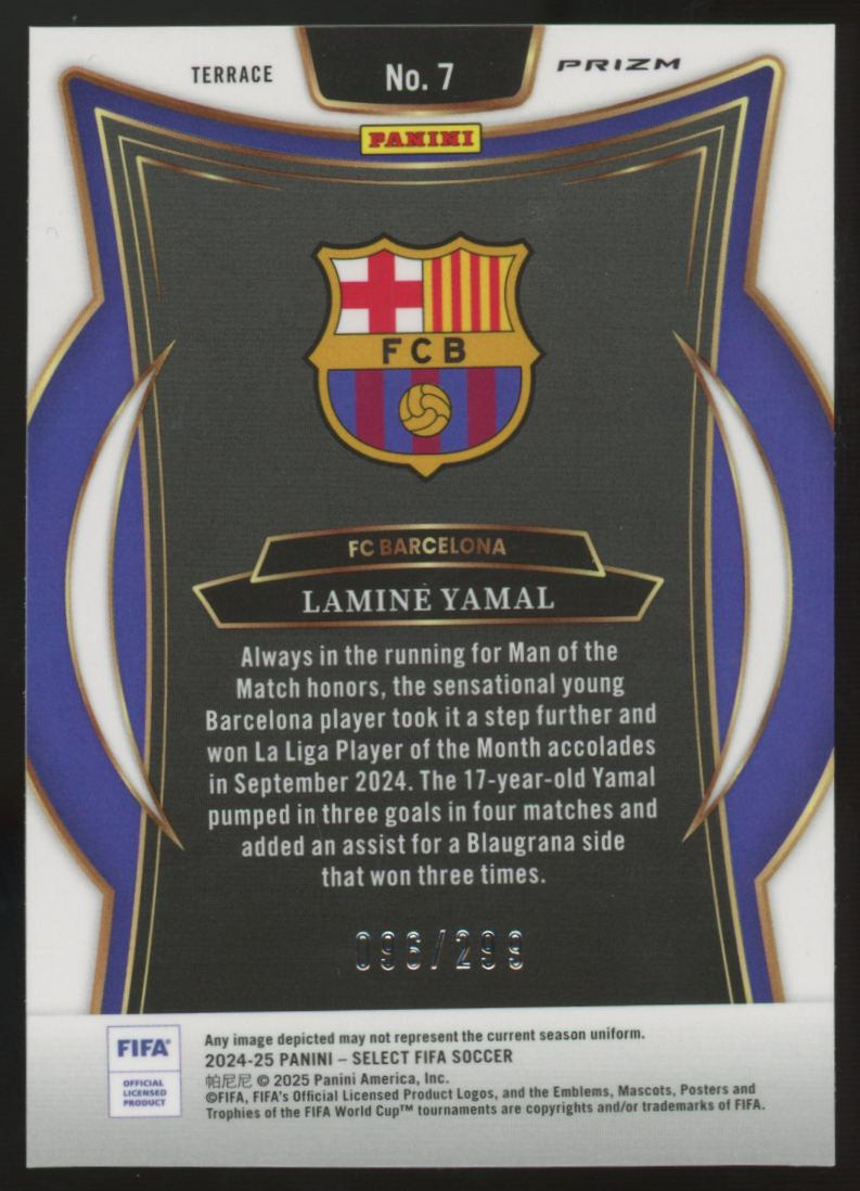 2024-25 Panini Select FIFA Lamine Yamal Terrace Pink Mojo /299 #7
