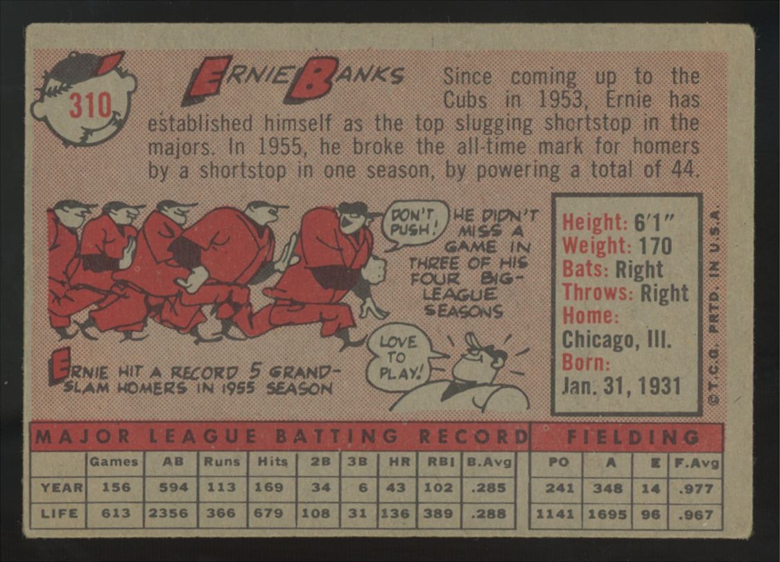 1958 Topps Ernie Banks #310 G/VG