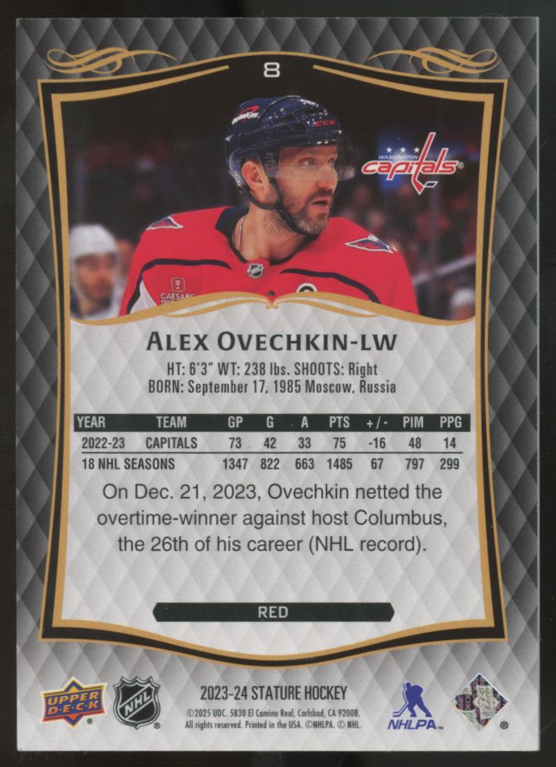 2023-24 Upper Deck Stature Alex Ovechkin Red /249 #8