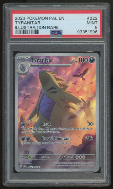 2023 Pokemon Tyranitar Paldean Evolved Illustraton Rare #222 PSA 9