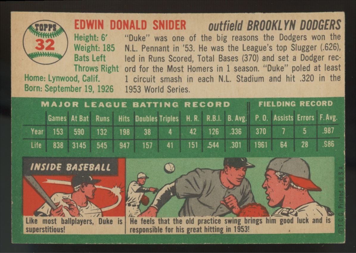 1954 Topps Duke Snider #32 NM