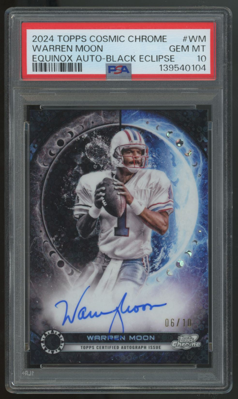 2024 Topps Chrome Cosmic Warren Moon Black Eclipse Equinox Auto /10 PSA 10