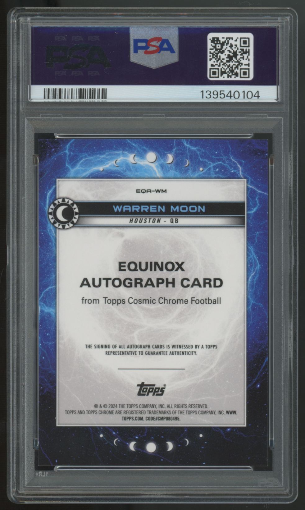 2024 Topps Chrome Cosmic Warren Moon Black Eclipse Equinox Auto /10 PSA 10