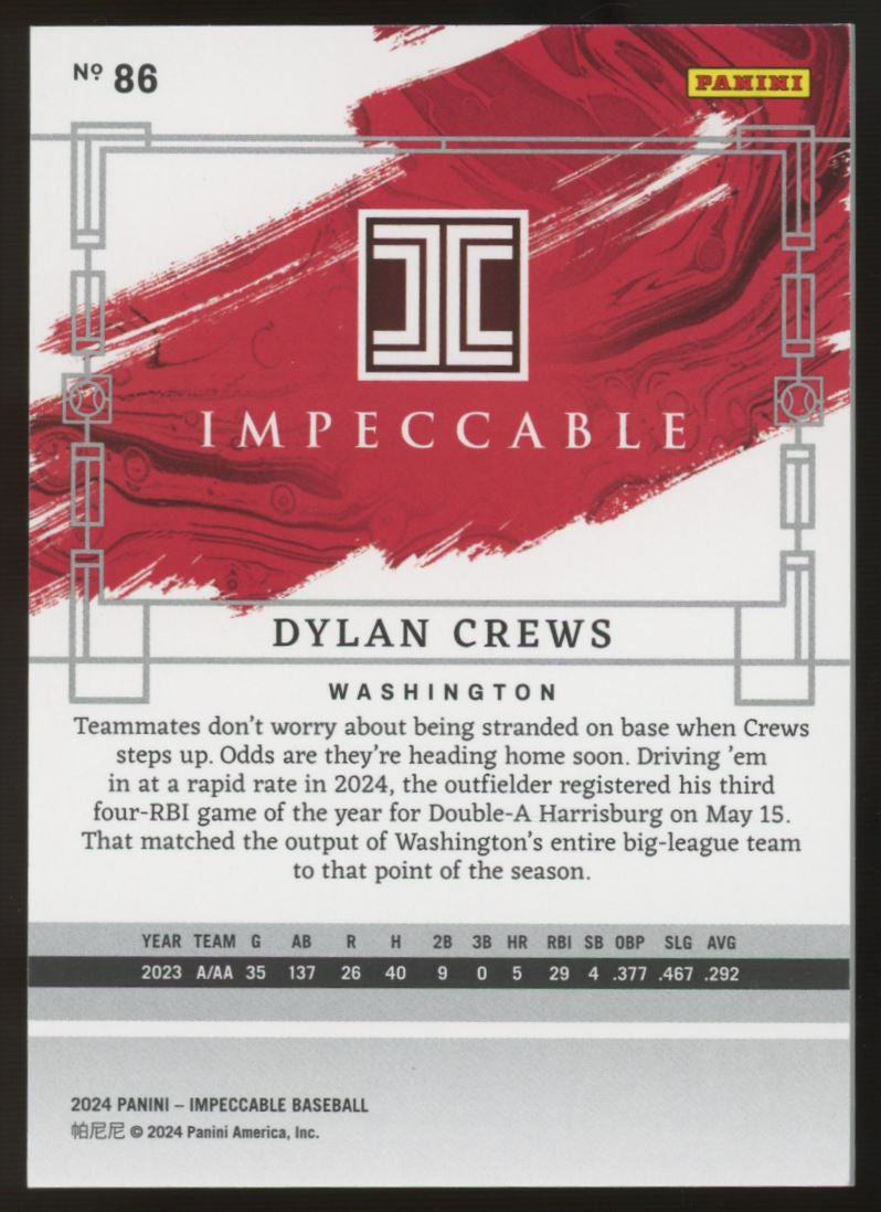 2024 Impeccable Dylan Crews Amethyst /5 #86